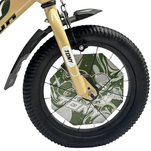 Image of TONY RAW Kids Bicycle 14T inch Sports Cycle for 3 to 5 Years Baby Boys & Girls with Side Training Wheels & Back Rest Seat /Water Bottle Semi-Assembled (Military Green)