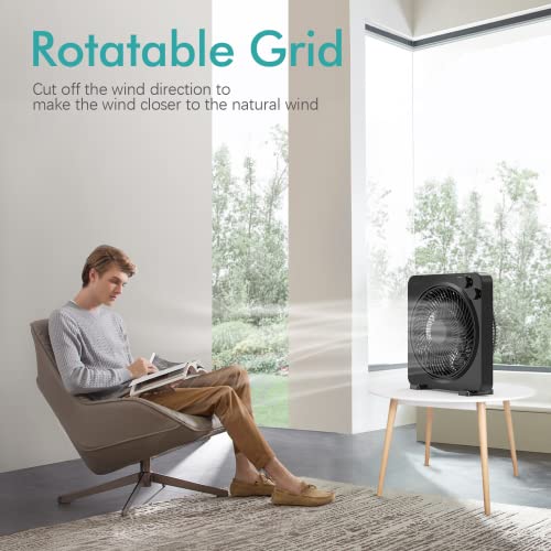 Qc Portable Table Fan, 3 Adjustable Speeds, 15" Box Fan For Bedroom, Living Room, Office #TOP1