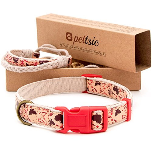 Pettsie Matching Dog Collar and Owner Friendship Bracelet – Adjustable for Small & Medium Dogs, Durable & Soft Hemp, Comfortable Fit, Strong D-Ring, Stylish Box, Red