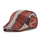 Men's Vintage Plaid Cotton Sun Visor Beret Newsboy Cap Hat Red