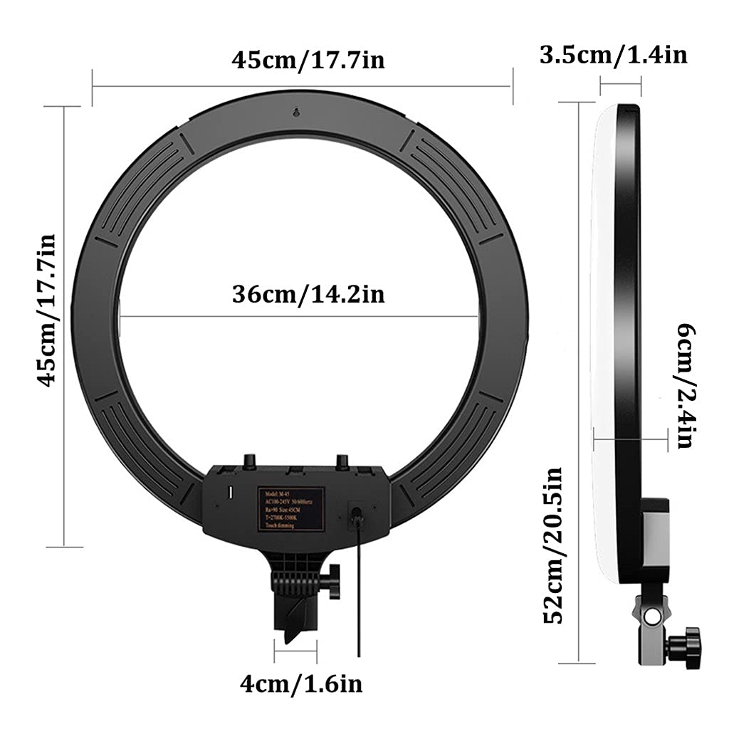 Anello Luminoso a LED da 18 Pollici con 3 Porta Cellulare Luce Circolare RGB per Live Streaming, Trucco, Youtube, Vlog, Selfie, 2 Pz