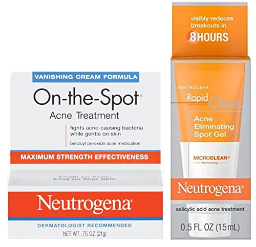Neutrogena Rapid Clear Acne Eliminating Spot Treatment Gel bundle with Neutrogena On the Spot Acne Treatment