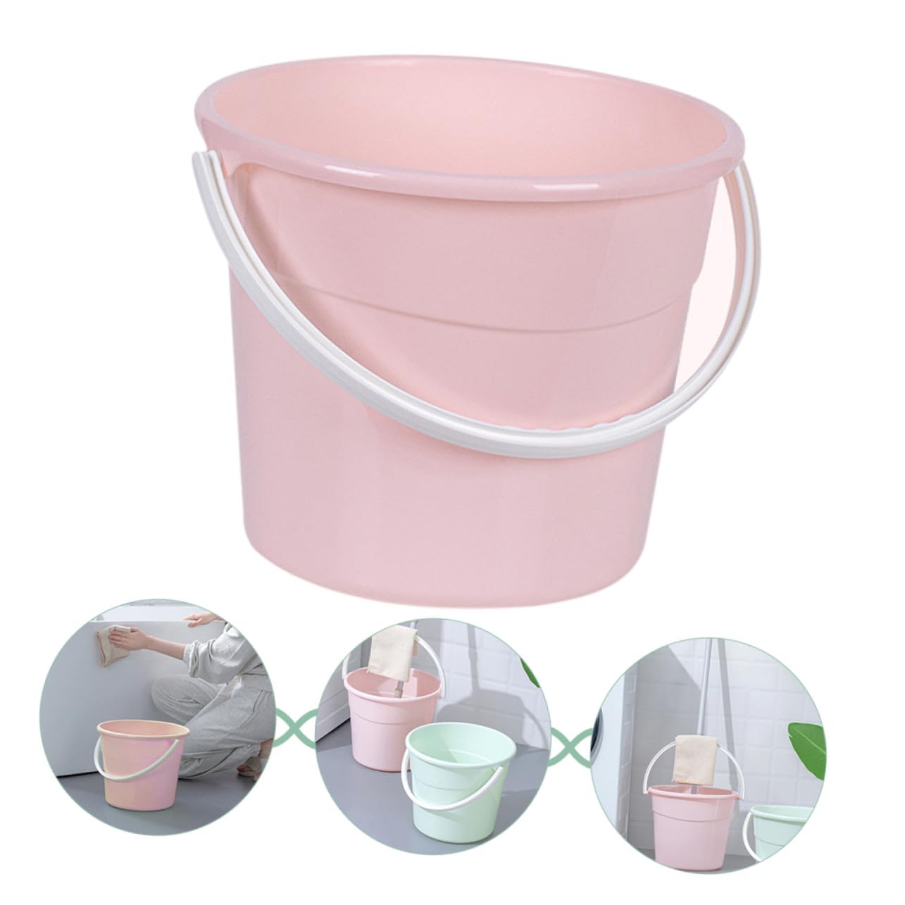 Secchio Rotondo in Plastica Pp Rosa da 12,2l con Manico, Leggero e Impilabile per Lavaggio Auto e Uso Domestico