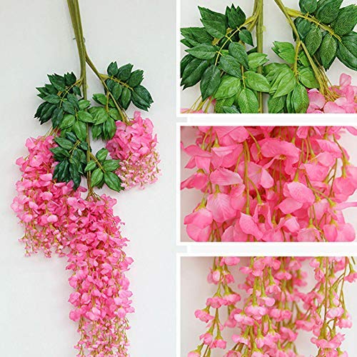 Zunbo Künstliche Seidengirlande, künstliche Blumen, Weinrebe, Blätter, zum Aufhängen, Hochzeitsdekoration Rose Cover