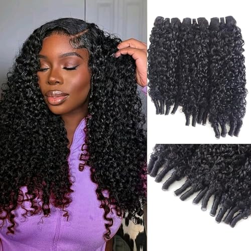 Burmese Curly Bundles Human Hair 3 Bundles 20 22 24 Inch Water Wave with Spiral Curly Human Hair Extensions Brazilian Virgin Hair Bundles Quick Weave for Women Natural Black