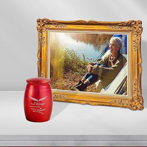 Image of 2.67 inch Red Small Keepsake Urns for Human Ashes | Mini Cremation Urns for Human or Pet Ashes,Angle Aluminum Urn - A Perfect Tribute & Gift for Families