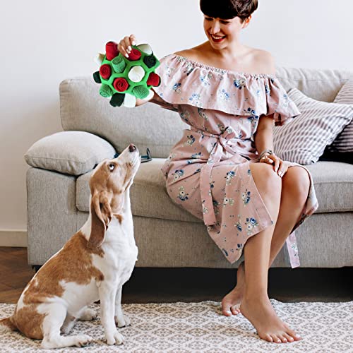 Larimuer Schnüffelball für Hunde, Schnüffelteppich Schnüffelspielzeug Interaktive Hundespielzeug tragbarer Haustier Snuffle Ball Toy für Kleine Mittelgroße Hunde Haustier (Grüne Weihnachten)