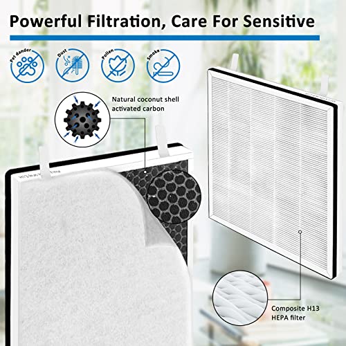 2 Pack Vital 100 Purifier Filter Compatible With Lev-Oit Purifier Vital 100-Rf Purifier Replacement True Hepa High-Efficiency Activated Carbon #TOP3