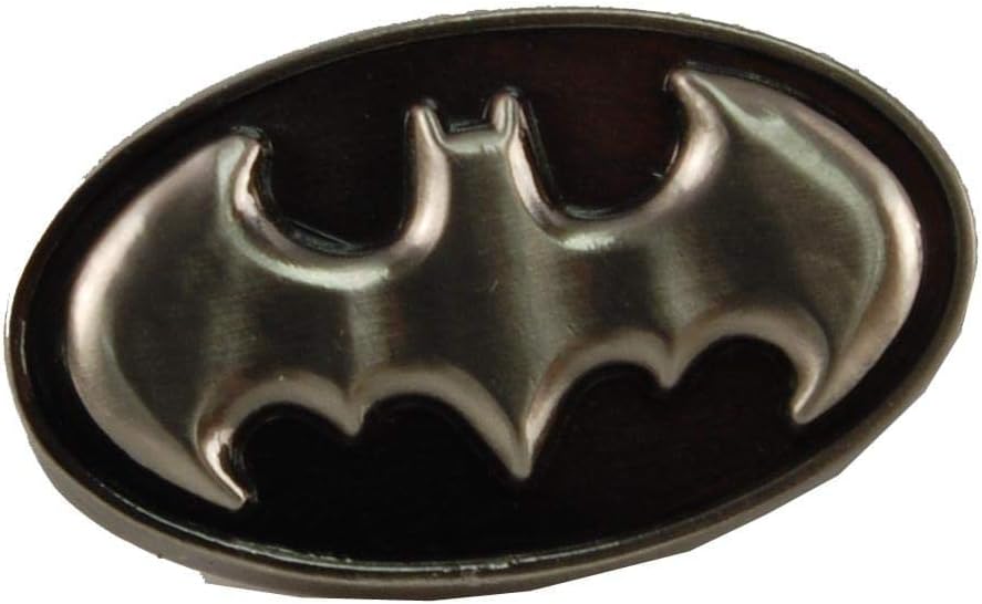 DC Batman Logo Pewter Lapel Pin,Silver,1", Black