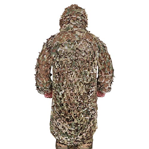 EMERSONGEAR Ghillie Suit for Men Multicam Hooded Cloak Tactical Woodland Camo Stealth Cape