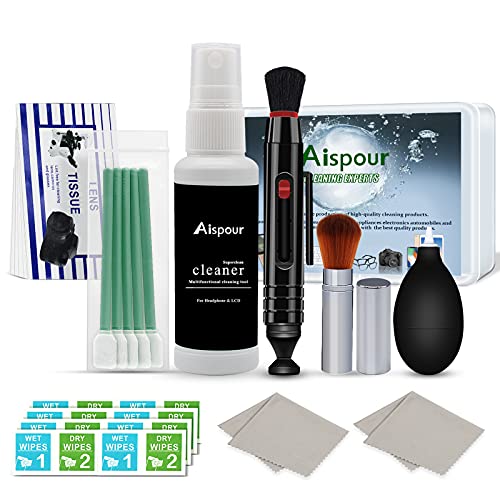 Aispour Camera Lens Cleaning Kit, 10-in-1 Camera Cleaning Kit, Camera Lens Cleaner and Camera Accessories, Includes Lens Cleaning Kit/Lens Cleaner/Lens Cleaning Pen/Soft Brush