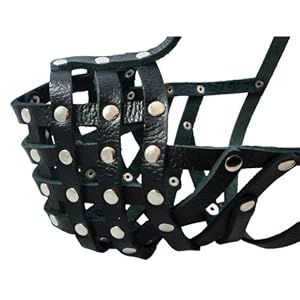 Secure Leather Mesh Basket Dog Muzzle 15 Black  Rottweiler circumference 135 Snout Length 4  Cucciolini Doodles Secure leather mesh basket dog muzzle 15 black  rottweiler circumference 13 5 snout length 4   cucciolini doodles