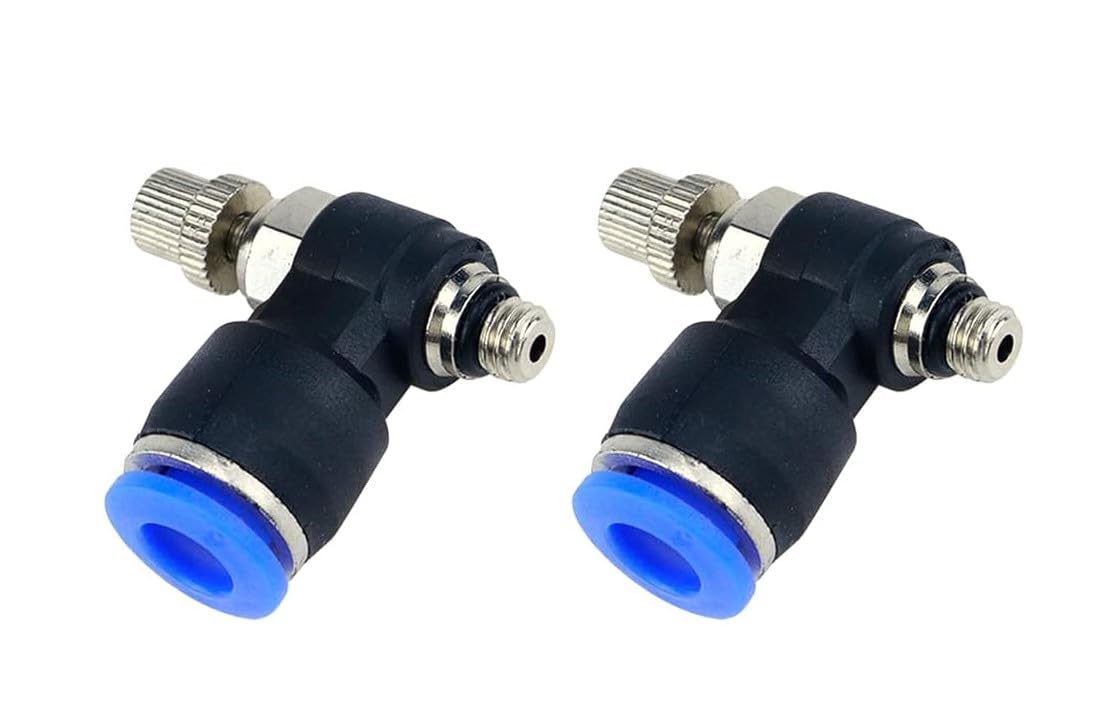 Quick Connect Air Hose Fittings 2Pcs 6mm Tube to M5 Male Thread Push in to Connect Fittings Pneumatic Flow Speed Control, Air Flow Control Valve 2PC-image-8
