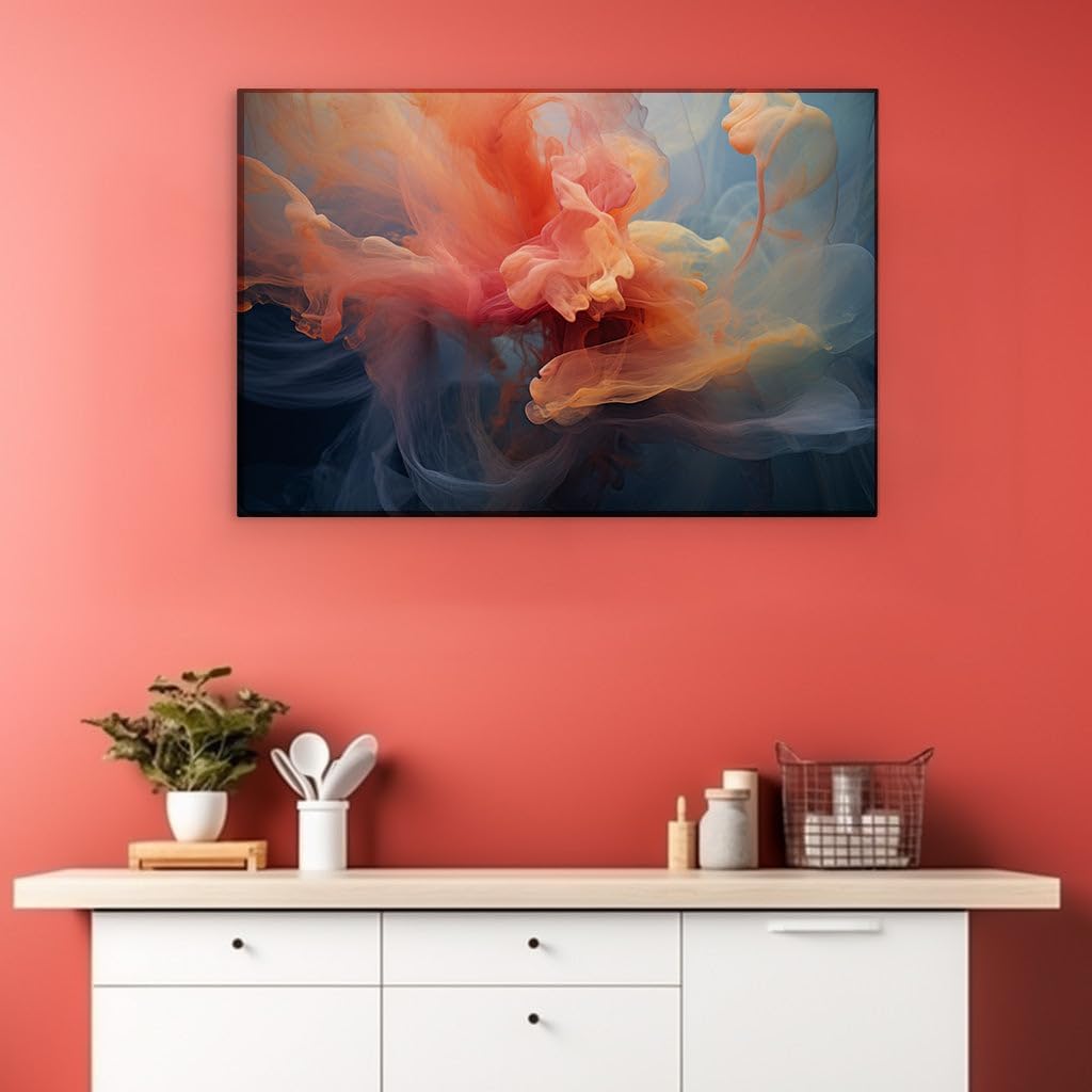 Canvas for Living room. Vivid Whirl: Capturing Vitality with Swirls of Orange, Red, and Blue, 27 x 18 inch Canvas Wall Art - Contemporary Masterpieces - Modern Home Decor