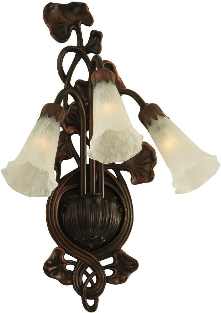 Meyda Tiffany 11846 Pond Lily 3 Light Wall Sconce, 10.5"W, White