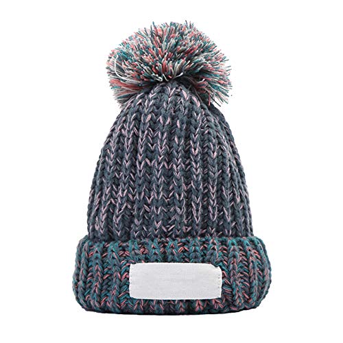oenbopo Kids Warm Knitted Hat Winter Hat Children Toddler Pompom Knitted Beanie Hat Grey