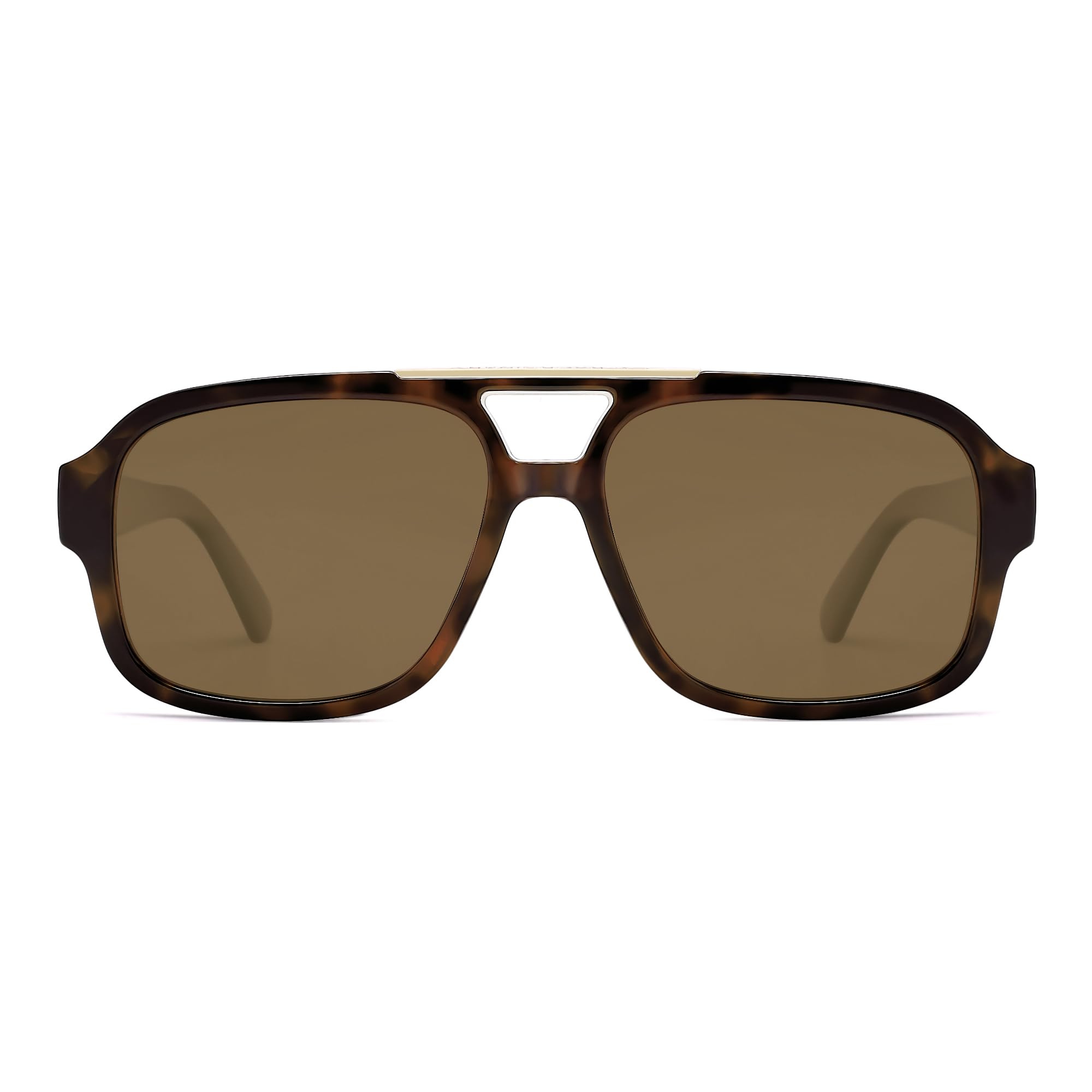 SOJOS Retro Aviator Sunglasses Womens Mens Polarized Vintage Trendy Rectangle Women Sunnies SJ2335 Tortoise Brown