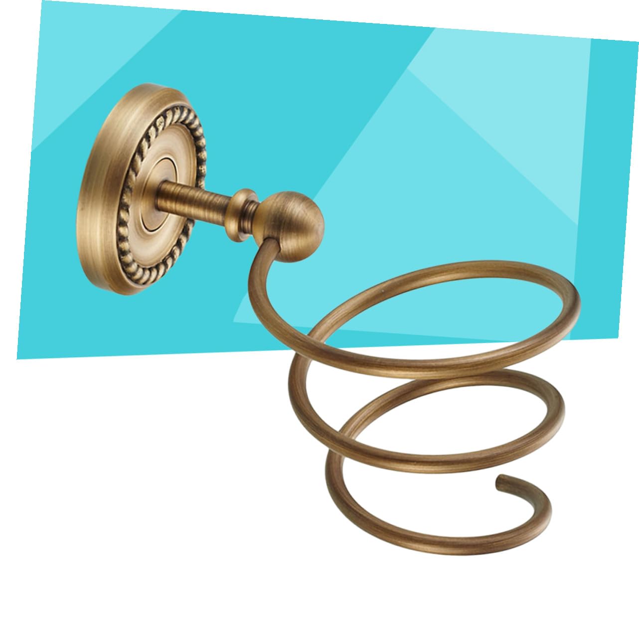 Porta Asciugacapelli da Muro in Ottone Stile Europeo Anticato | Base Rotonda, Spirale Decorativa, Finitura Oro, Adatto a Bagno e Camera da Letto
