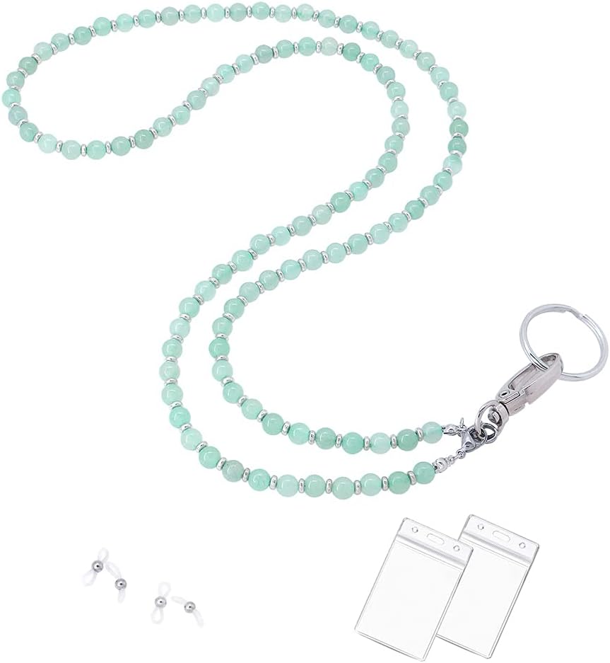 Lanyard for Women, Beaded Lanyards for ID Badges Holder Teacher Lanyard Holder Keychain Necklace Strap for Women Girls