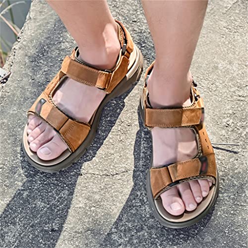 Men's Sandals Genuine Leather Casual Shoes Breathable Outdoor Trekking Sandals Leisure Shoes Men(44)4