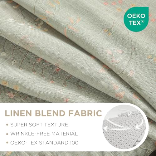 Image of Joydeco Linen Floral Boho Curtains 84 Inch, 2 Panels with Tassels | Super Soft Farmhouse Drapes, Semi Sheer Light Filtering, Natural Look for Bedroom Living Room, Modern Boho Decor