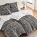 Produktbild Dreamzie - 2 Bettwäsche Set 135x200 cm Muster Zweige Grau mit 2 Kissenbezügen 80x80 cm - Bettwäsche 135x200 Einzelbett aus 100% Mikrofaser - Zertifiziert ohne Chemikalien (Oeko TEX)