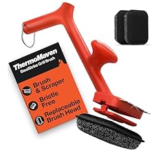 ThermoMaven BBQ Grill Brush Bristle Free - 17" Safe Steam Grill Cleaner Brush with Scraper and 3 Brush Heads for Porcelain/…