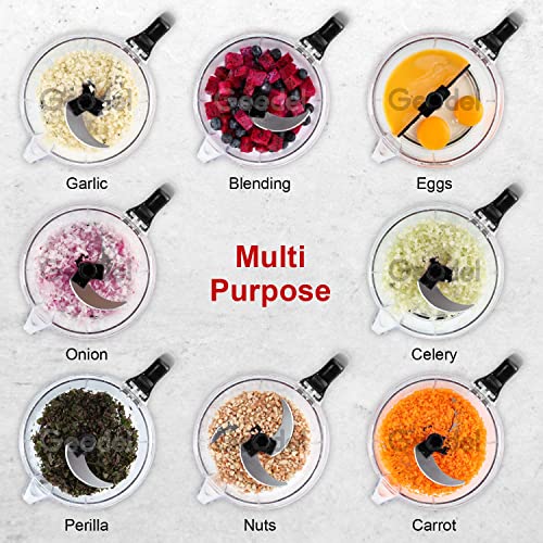 Geedel Hand Food Chopper, Vegetable Quick Chopper Manual Food Processor, Easy To Clean Food Dicer Mincer Mixer Blender, Rotary Onion Cutter for Garlic, Salad, Salsa, Nuts, Meat, Fruit, Ice, etc - Thumbnail 5
