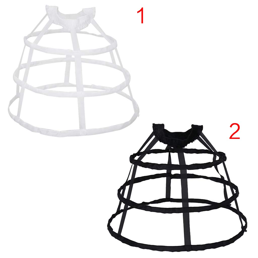 GUMEI Sottogonna Donna 3 Cerchi Pannier Scava Fuori Birdcage Gonna da Sposa Increspature Ampia Cintura Crinolina Slip Trambusto