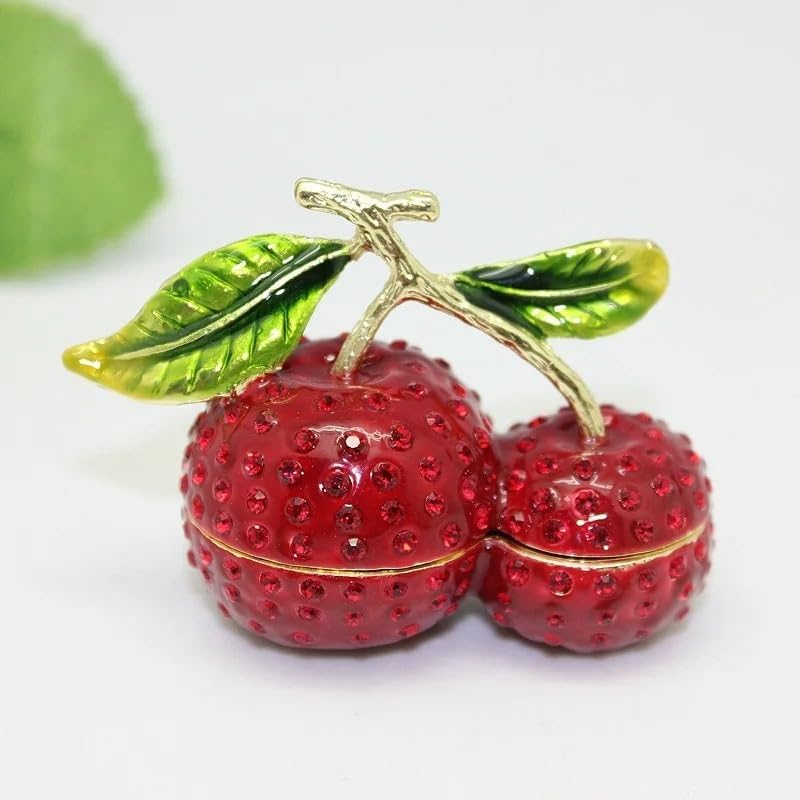 HUFFA Hand-Painted Enamel Fruit Jewelry Box | Decorative Metal Trinket Box for Home Decor