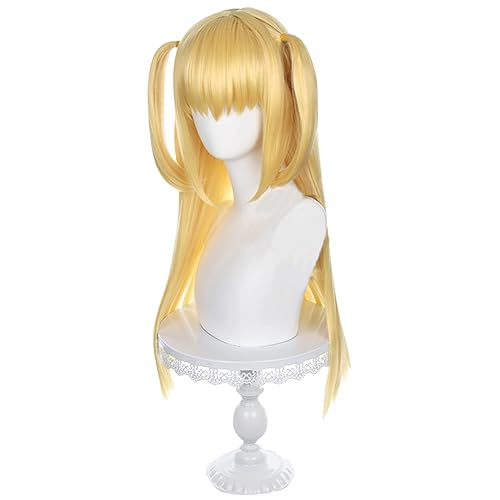 Miniatura 3 de Ebingoo Peluca rubia dorada para mujer + gorra de peluca Misa Amane cosplay, peluca larga rubia dorada, peluca de cola de caballo para mujer,