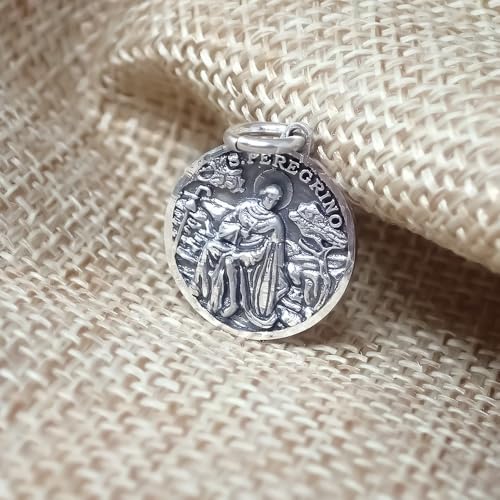 Medalla de San Peregrino plata de ley 925m maciza joyería religiosa 4