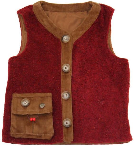 Kozie ClothesBig Boys Kozie Clothes Boys' Sensory Weighted Vest 8 Salsa Red Berber/Brown Corduroy Placket