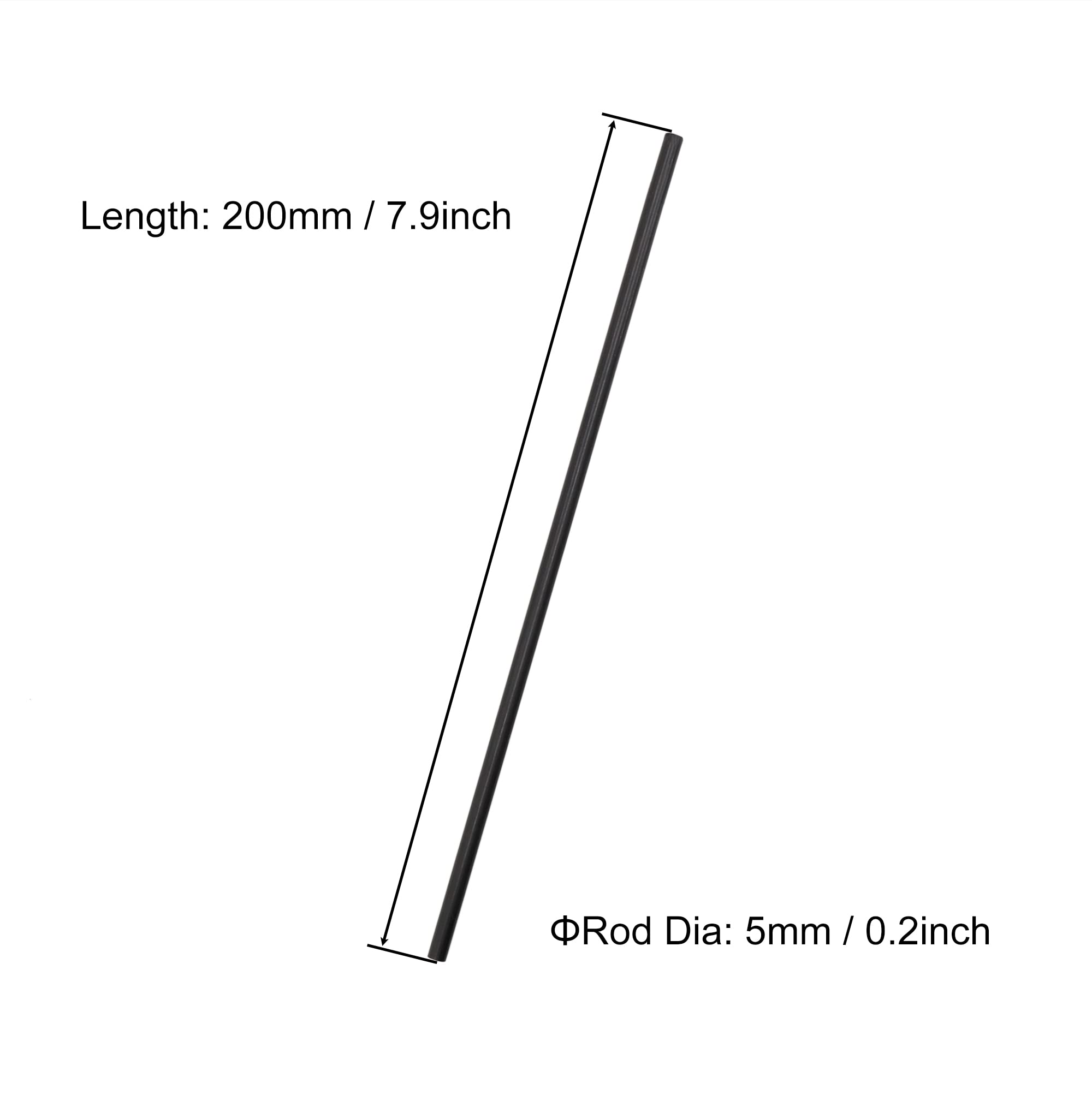 VictorsHome Carbon Fiber Rods 5mm x 200mm Solid Matte Round Bar for DIY Crafts RC Aircraft Model Car 10pcs