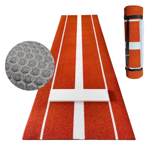 honeypet Softball Pitching Mat 10' X 3' Portable Pitching Mound for Softball and Baseball Pitchers Practice with Antifade Turf and Antislip Backing for Indoor Outdoor Pitching Practice