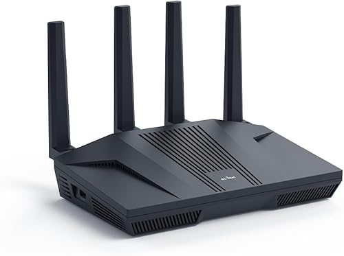 GL.iNet GL-MT6000 (Flint 2) WiFi 6 High Speed Gaming Routers for Wireless Internet, 2 x 2.5G Ethernet Ports for Fiber Optic Modem, Long Range Computer VPN WiFi Router, Home & Business