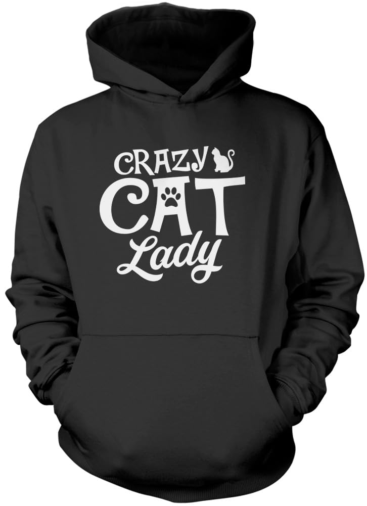 Hotscamp Boys Black Crazy Cat Lady Unisex Hoodie - XX-Large