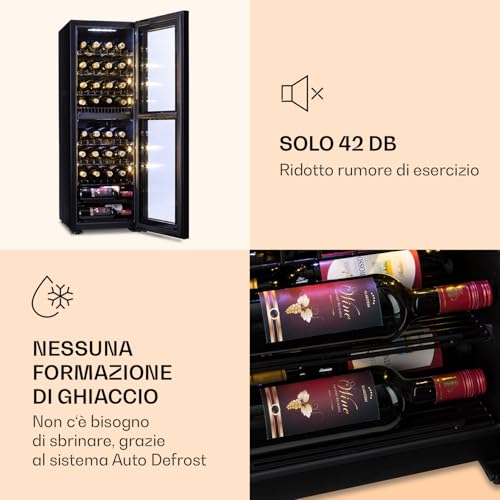 KLARSTEIN Cantinetta Vino Refrigerata a Zona Doppia per Interno/Esterni, Frigo Bar, Cantina Vino con Vetrina, Mini Frigo con Protezione UV, Frigorifero Piccolo Touch Control 5-18°C, 116L 39 Bottiglie - 5