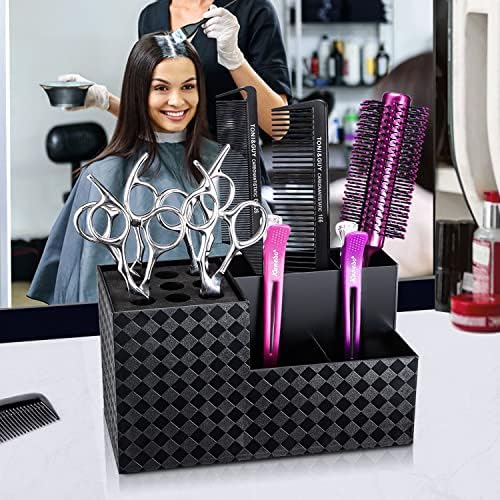 Noverlife Hairdressing Scissors Holder Shears Block, Barber Shop Scissor Organizer Stand, Hairdressing Tools Storage Box for Hairstyling Combs Clips Brusehs, Salon Barber Scissor Holder Rack