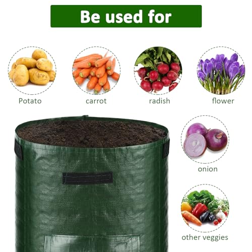 JJGoo Potato Grow Bags, 2 Pack 7 Gallon with Flap and Handles Planter Pots for Onion, Fruits, Tomato, Carrot, Green - Thumbnail 5