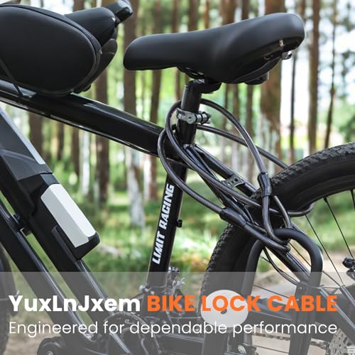YuxLnJxem 10MM Bike Cable Lock, Thick Heavy-Duty Braided Steel Security Cable with Dual Loops, Cut-Resistant Vinyl-Coated Wire for Bicycle, Scooter, Skateboard, Gate & Outdoor Equipment (4FT) - Thumbnail 3