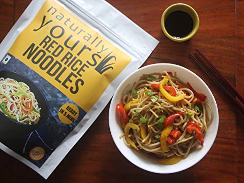 Image of Naturally Yours Red Rice Hakka Noodles | No Maida, Non-Fried, Vegan, Preservative Free | No Onion No Garlic, Jain Friendly | High Iron, Antioxidants & Fiber | Healthy & Easy to Digest | 180g Pack of 3