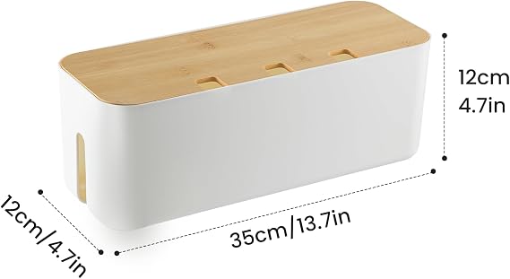 Cable Tidy Box 35x12x12cm Management Box Cord Organizer with Ventilated Lid