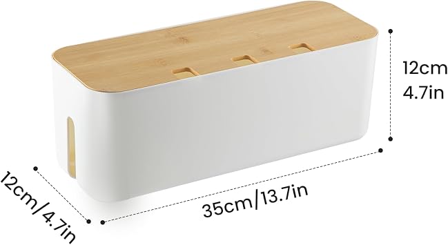 Cable Tidy Box 35x12x12cm Management Box Cord Organizer with Ventilated Lid
