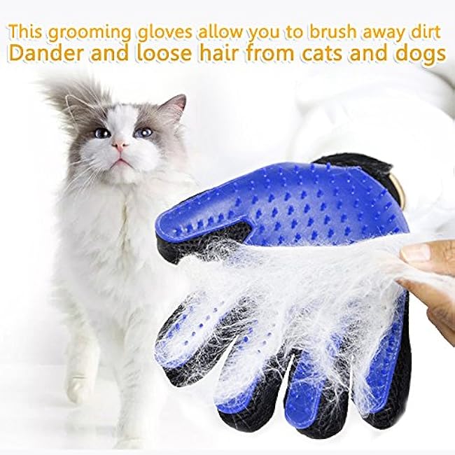 1 Pair Pet Grooming Glove,Gentle Deshedding Brush Glove Hair Remover Brush for Dogs,Cats & Horses with Long & Short Fur-NoyeqO4w