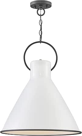 Hinkley Winnie One Light Large Pendant, Polished White/Distressed Black