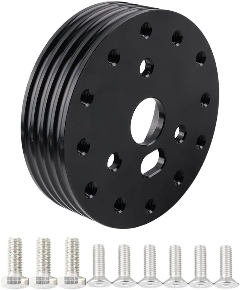 Zpana 1" Car Steering Wheel Hub Adapter Conversion Spacer, 6 Hole to 3 Hole Aluminium Vehicle Steering Wheel Adapter Boss Kit, Automotive Accessories, Universal for SUV RV Truck (Black)