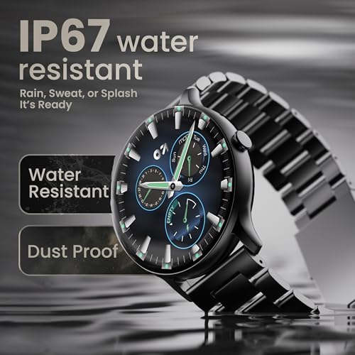 Image of GOBOULT Dire Smartwatch 1.38'' 2.5D Curved HD Display, 500 Nits Brightness, IP67, 250+ Watchfaces, 120+ Sports Modes, AI Voice Assistant, SpO2 Monitoring (Metal Black)