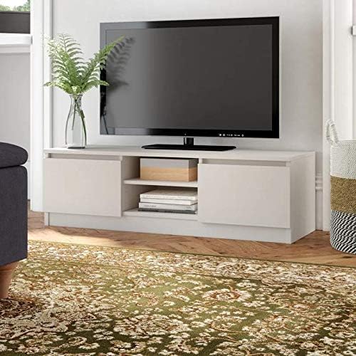 Timber Art Design Modern TV Unit 120cm Media Cabinet 2 Doors + Shelf White Turin