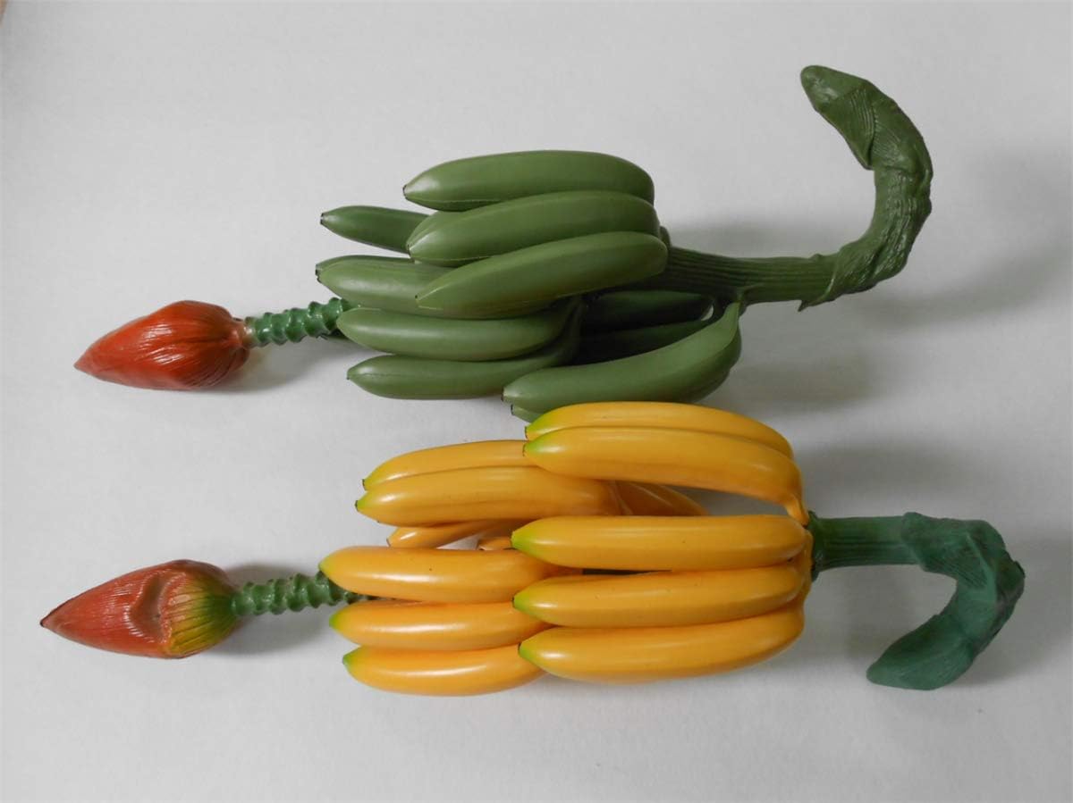 Zzooi Artificial Whole Bunch of Bananas with Fruit Stem and Bud Green